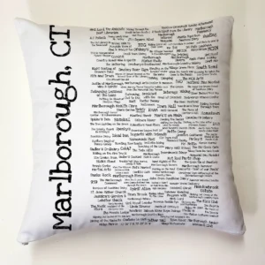 A pillow with the words marlborough, ct written on it.