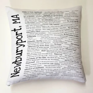 A pillow with the words " newburyport, ma ".