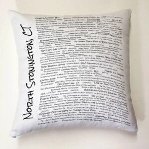 A pillow with the words " north smithfield ct ".