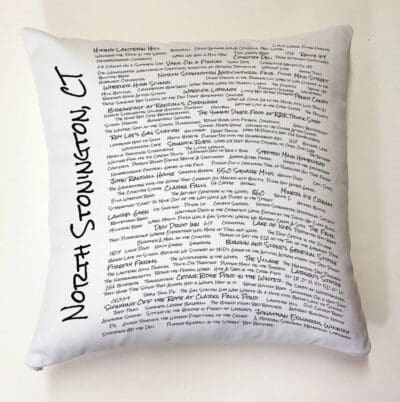 A pillow with the words " north smithfield ct ".