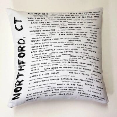 A pillow with the words northford, ct written on it.