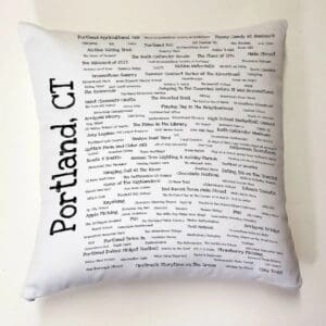 A pillow with the words " portland, ct ".