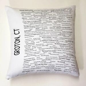 A pillow with the words " boston, ct ".