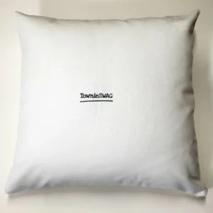 A white pillow with the words " inside of this pillow ".