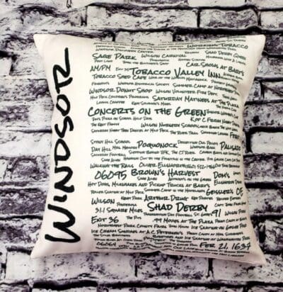 A pillow with words written on it