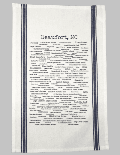 A towel with the words beaufort, nc written in it.