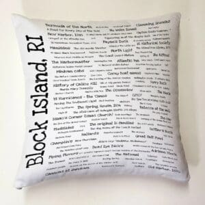 A pillow with the words " block island, ri ".