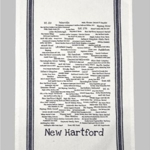 A white towel with the words " new hartford ".