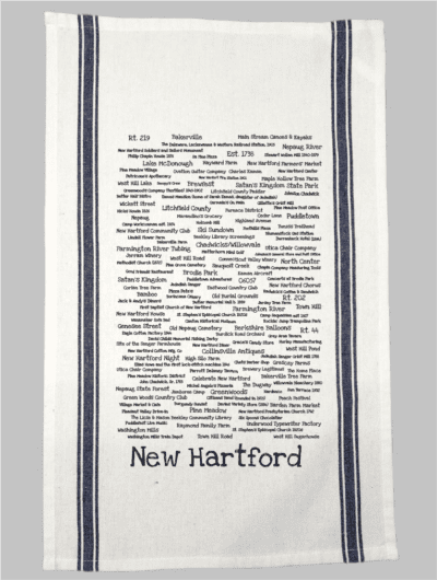 A white towel with the words " new hartford ".