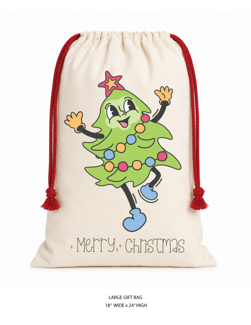 Christmas Cotton Gift Bag Set 4 - Image 2