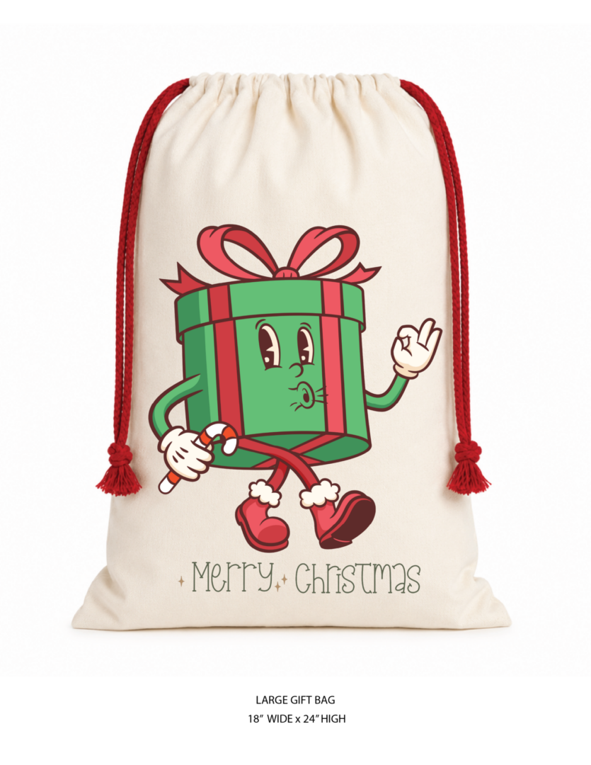 Christmas Cotton Gift Bag Set 3 - Image 2